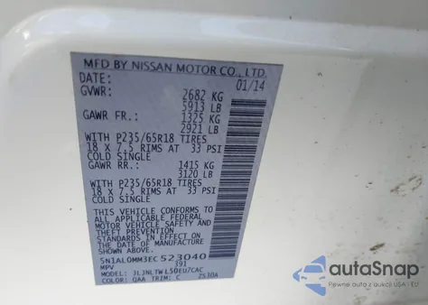 2014 Infiniti Qx60 from USA, damaged, VIN 5N1AL0MM3EC523040